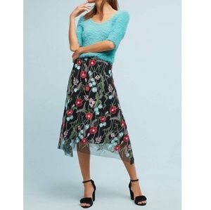 Anthro Eva Franco embroidered poppy skirt